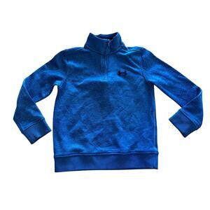 Under Armour Boy’s SM 1/4 Zip Blue Long Sleeve Fleece Inside Pullover Shirt